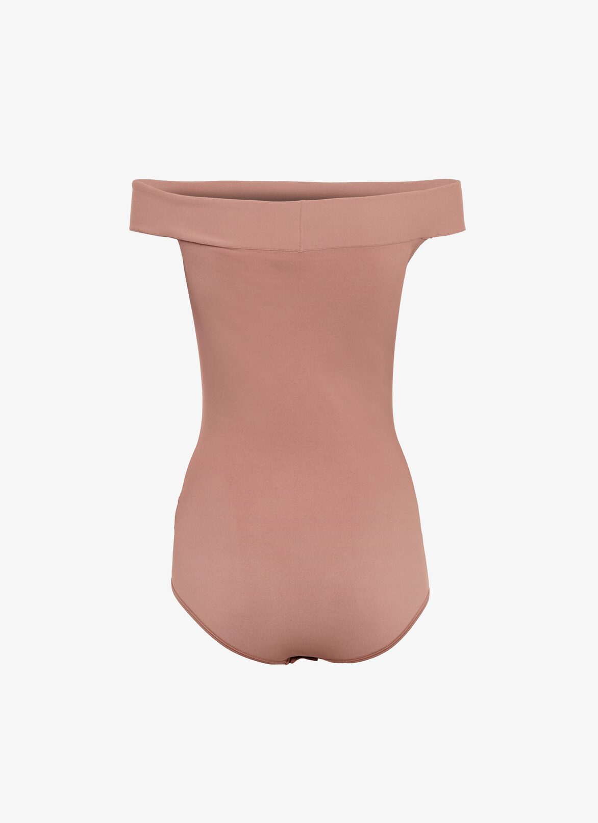 Off-the-shoulder stretch knit bodysuit ALAÏA PALE PINK OFF-THE-SHOULDER STRETCH KNIT BODYSUIT